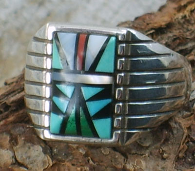 Native American Ring Contemporary Inlay- sz 12.5